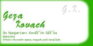 geza kovach business card